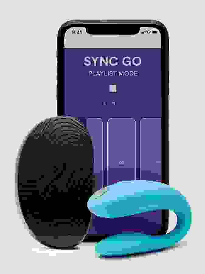We-Vibe Sync Go App Controlled Rechargeable Clitoral and G-Spot Vibrator, Blue, hi-res